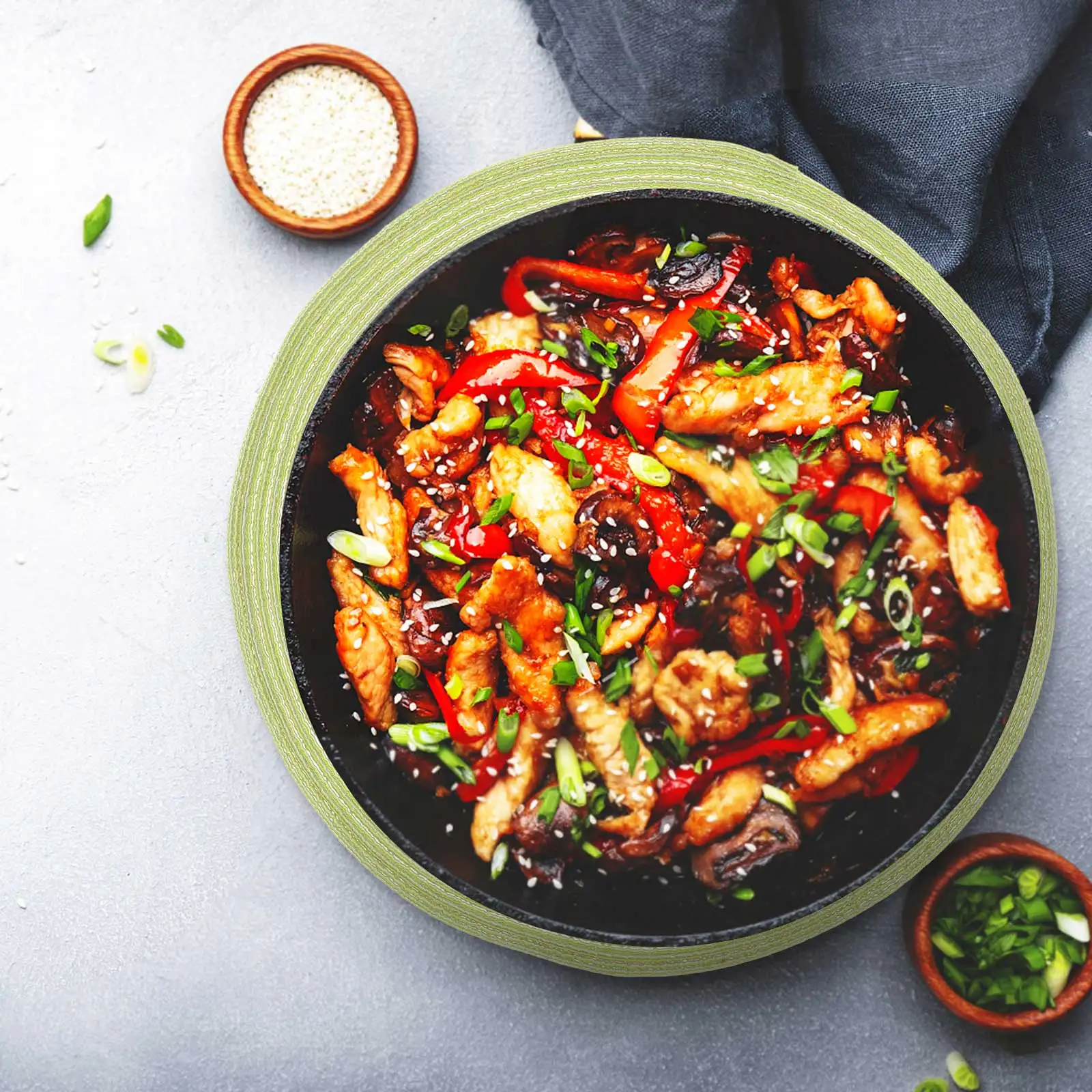 

Placemat Green Round Placemats Insulation Kitchen Large Coaster Light Dining Table Plate