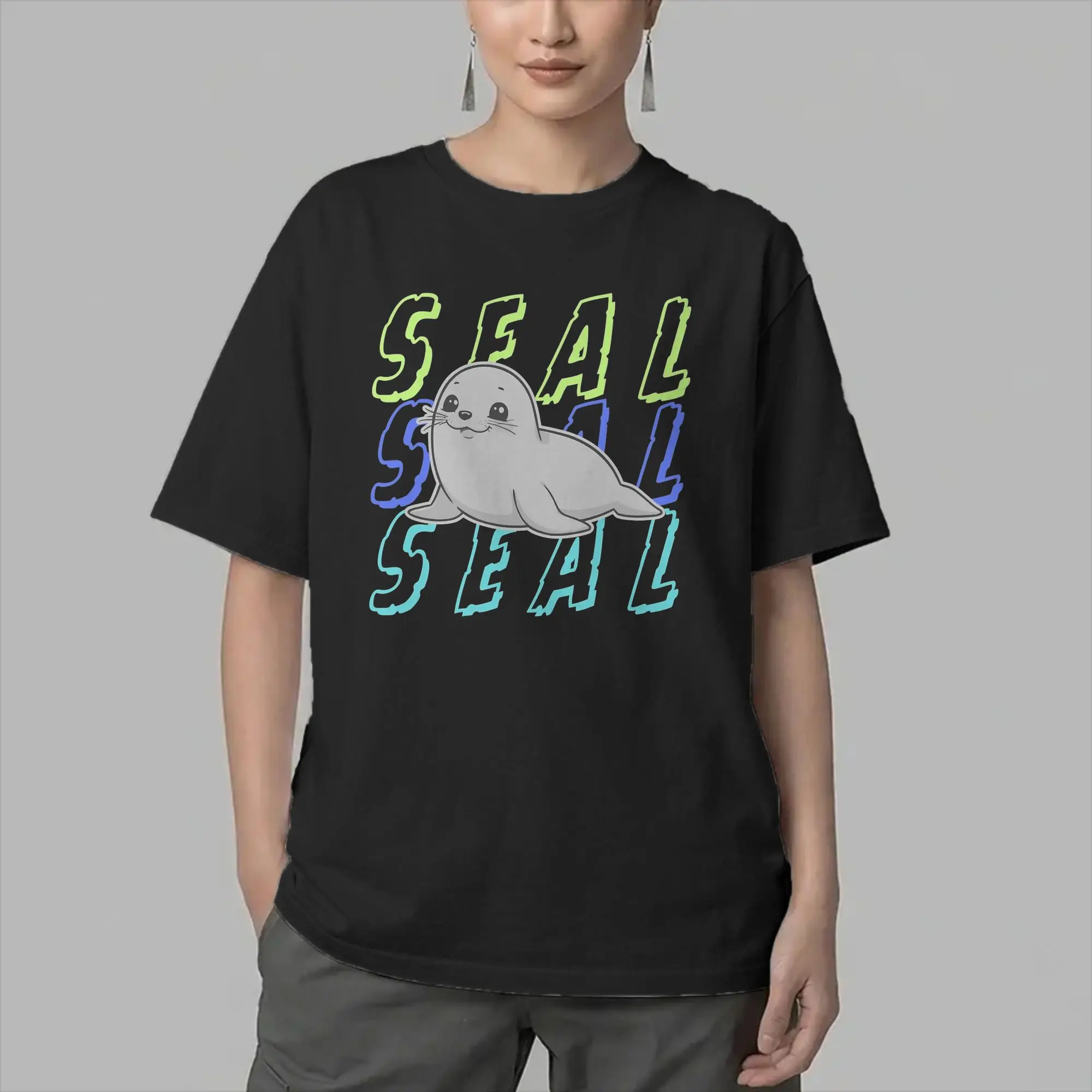 Little Neil the Seal T-Shirts for Men  Novelty 100% Cotton Tee Shirt Round Collar Short Sleeve T Shirt Plus Size Tops