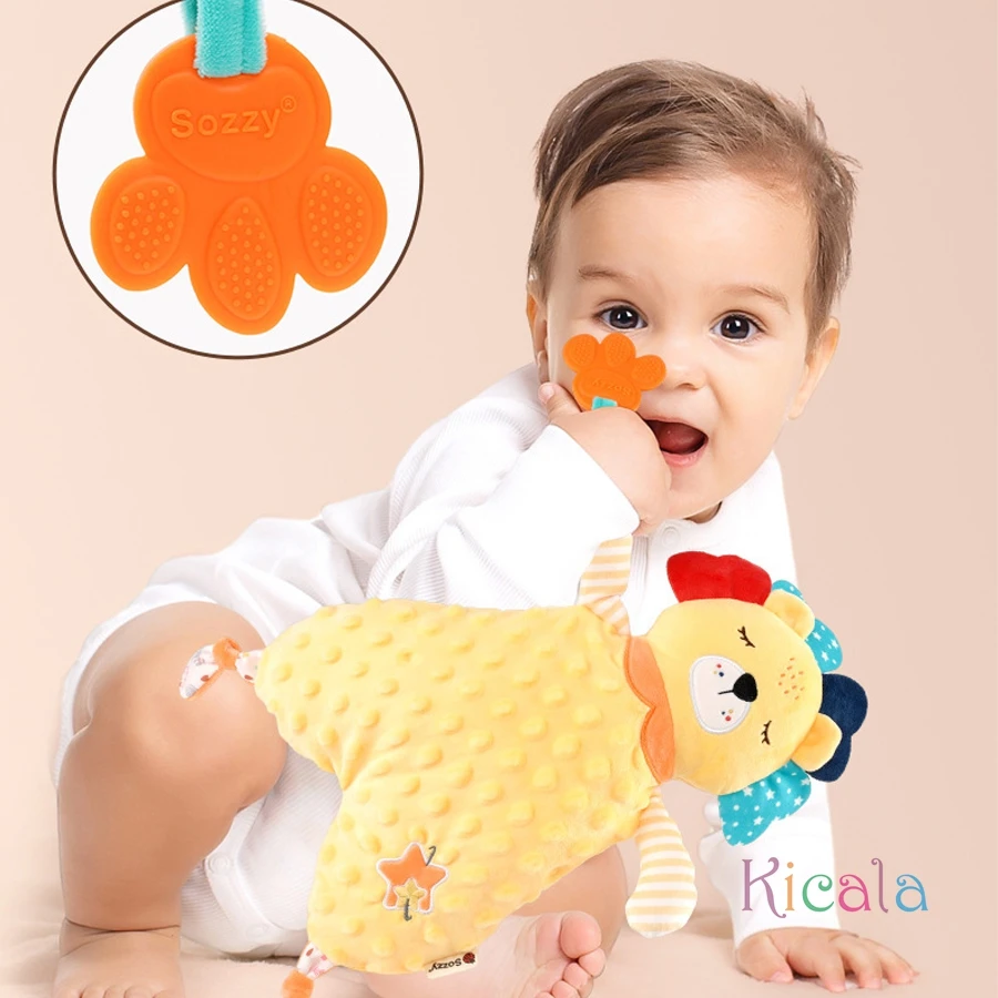 新生児用ぬいぐるみ、かわいい動物の毛布、ライオン、ゾウ、安心毛布、ベビーギフト