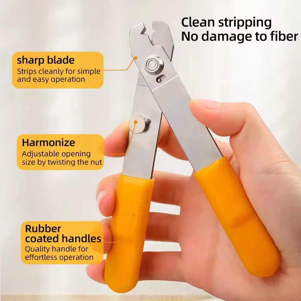 Natalink Stainless Steel Single Hole Fiber Optic Cable Stripper Clamp Precision Fiber Stripping Pliers for ST/SC/FC/LC Cable