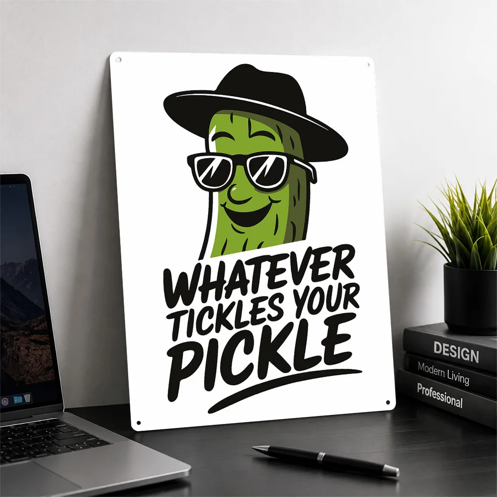 Cool Pickle Cartoon With Funny Quote Personalized 3D Textured Metal Poster Wall Art Tinplate Sign for Room Decorating Interior