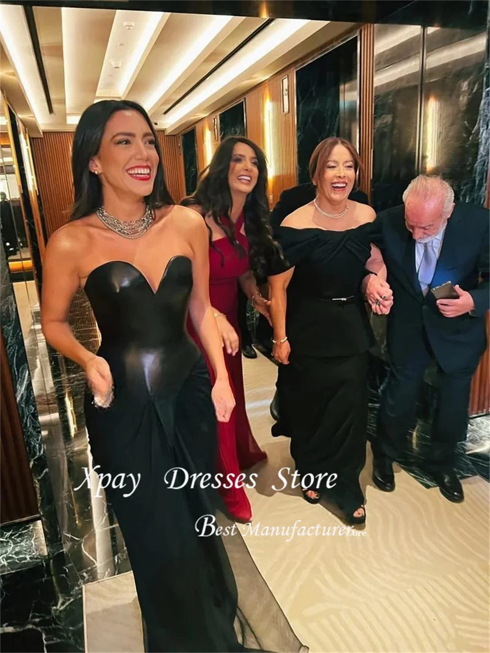 

XPAY Sexy Black Mermaid Evening Dresses Sweetheart Sleeveless Formal Prom Dresses Saudi Arabic Occasion Prom Gowns Customized