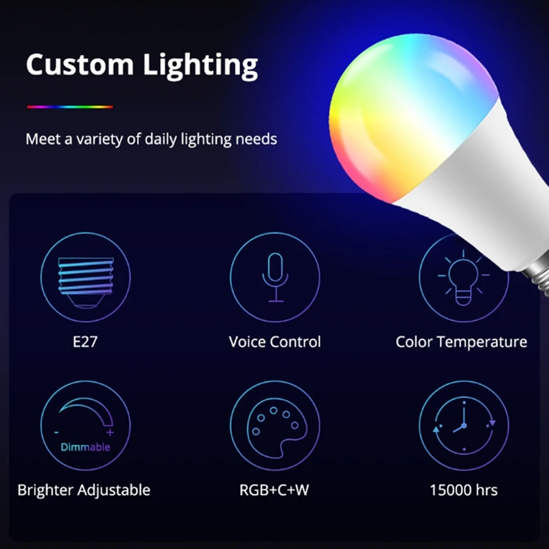 หลอดไฟอัจฉริยะ Wifi หลอดไฟ LED 9W RGB Voice Control Wifi สมาร์ทหลอดไฟทํางานสําหรับ Apple Homekit Alexa Google Home