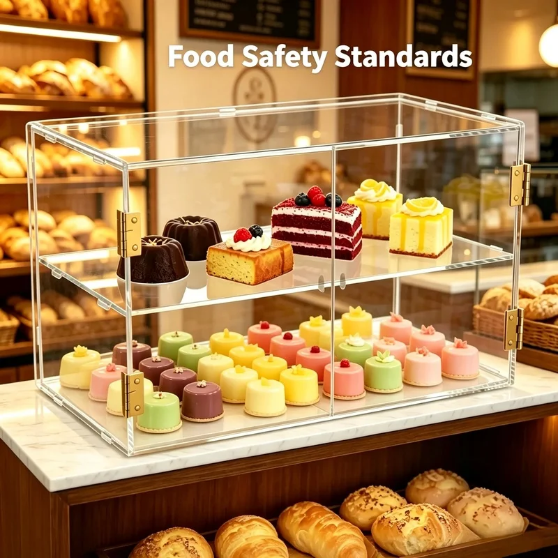 2/3 tiers Large acrylic bread case counter top bakery Big display case 5mm thickness panels Bread box Party Cake cabinet