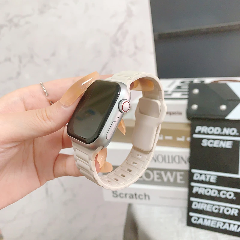 Silicone Strap for Apple Watch Band Ultra 49mm 46mm 45mm 44mm 42mm 41mm 40mm Wristband Iwatch Series 10 9 8 7 6 SE 5 4 Bracelet image 4