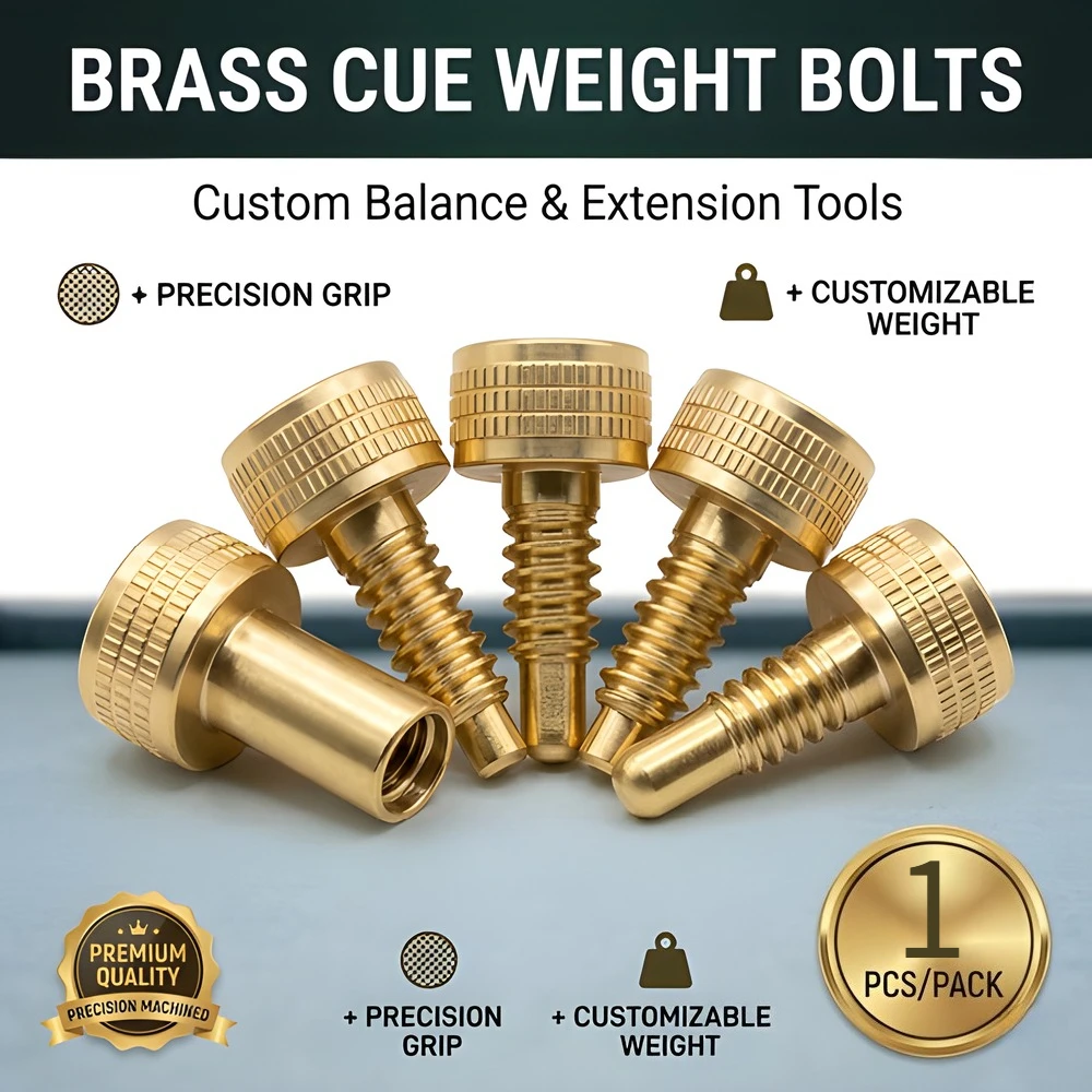 Brass Cue Weight Bolt  Butt Cap Extension Screw  1Pc Black Balance Tool | 8-Ball Pool Stick Accessories | Billiard Equipment