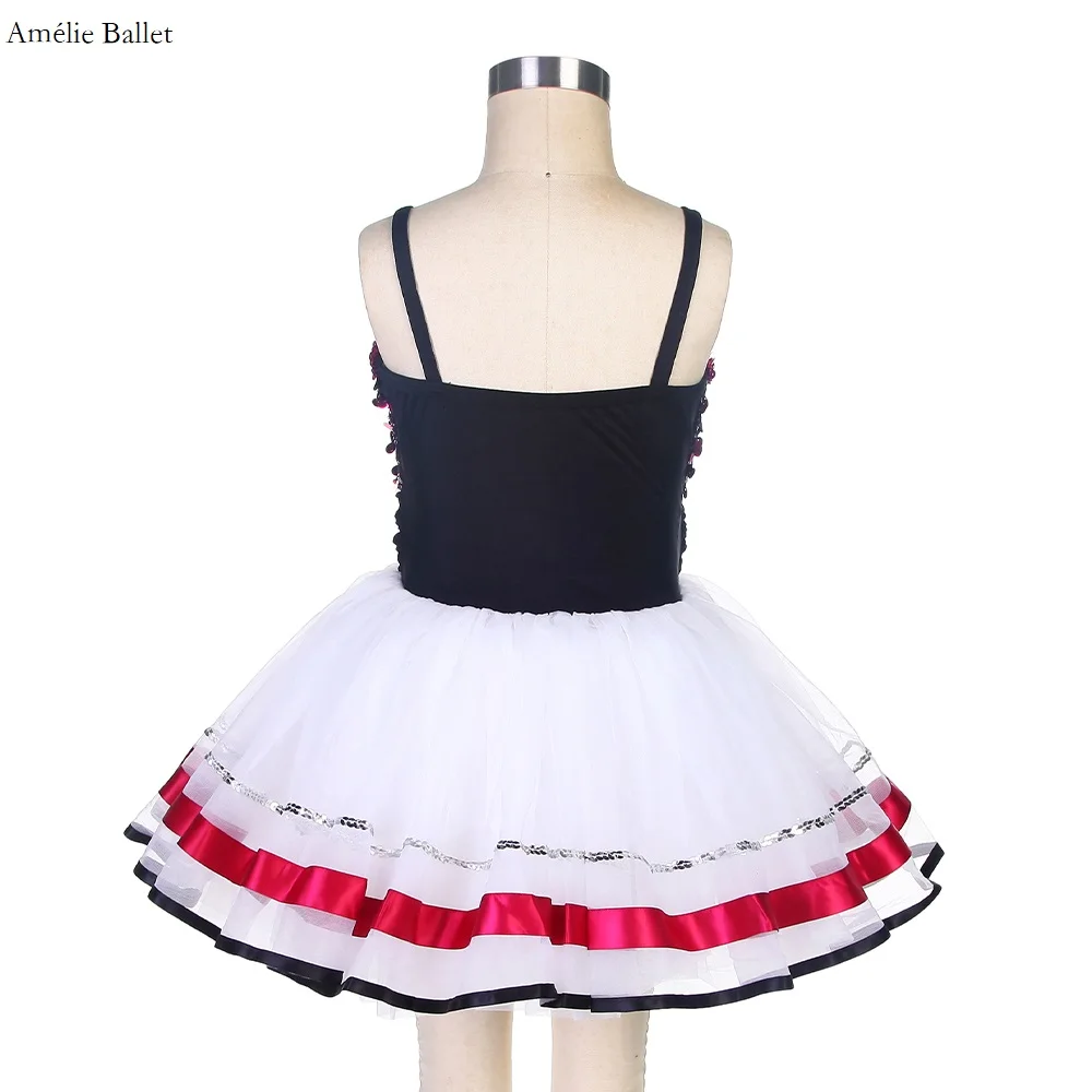 15014 Rose Red Sequin Top Mieder Kind Leistung Dance Kostüme Jazz & Tap Ballett Leistung Tutu Ballerina Tanz Kostüm