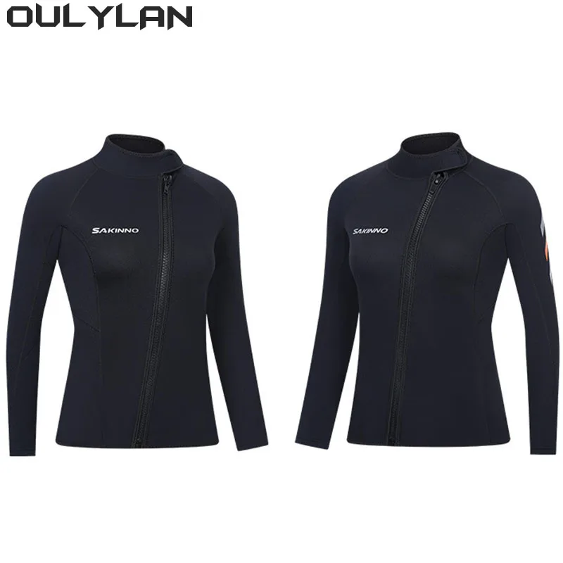 

Oulylan Men's 3mm Neoprene Wetsuits Jacket Front Zipper Long Sleeves Diving Suit for Women Wetsuit Top Snorkeling Scuba Diving