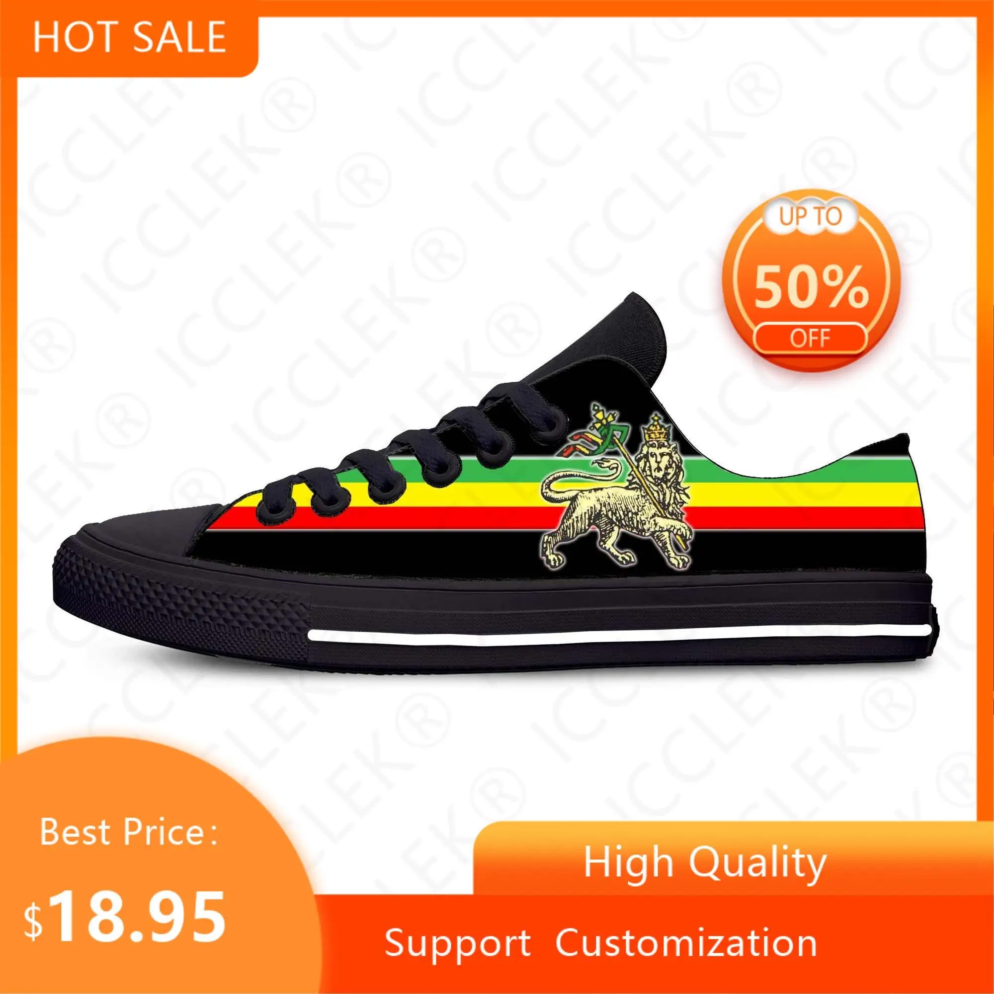 Ethiopia Ethiopian Flag Lion of Judah Rastafarian Casual Shoes Low Top Mens Womens Teenager Comfortable Breathable Sneakers