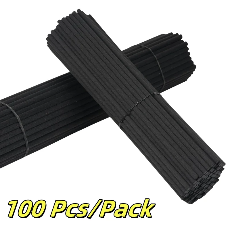 

100 Pcs/Pack 3mm*20cm Diffuser Sticks , Fragrance Refill Black Fibre Reed Thick Diffuser Sticks for Diffuser Oils