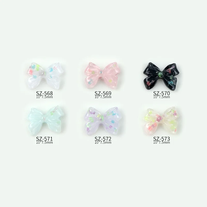 20PCS Glossy Colored Spots Fairy Bow Tie Lovely Bowknot Resin Nail Art Rhinestones Decorations Manicure Ornaments Accessories