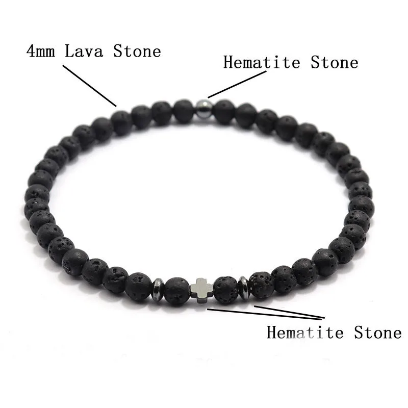 Noter Men Bracelet 6 Colors 4mm Beads Strand Braslet Natural Hematite Stone Healing Braclet Meditation Yoga Accessories Joias image 5