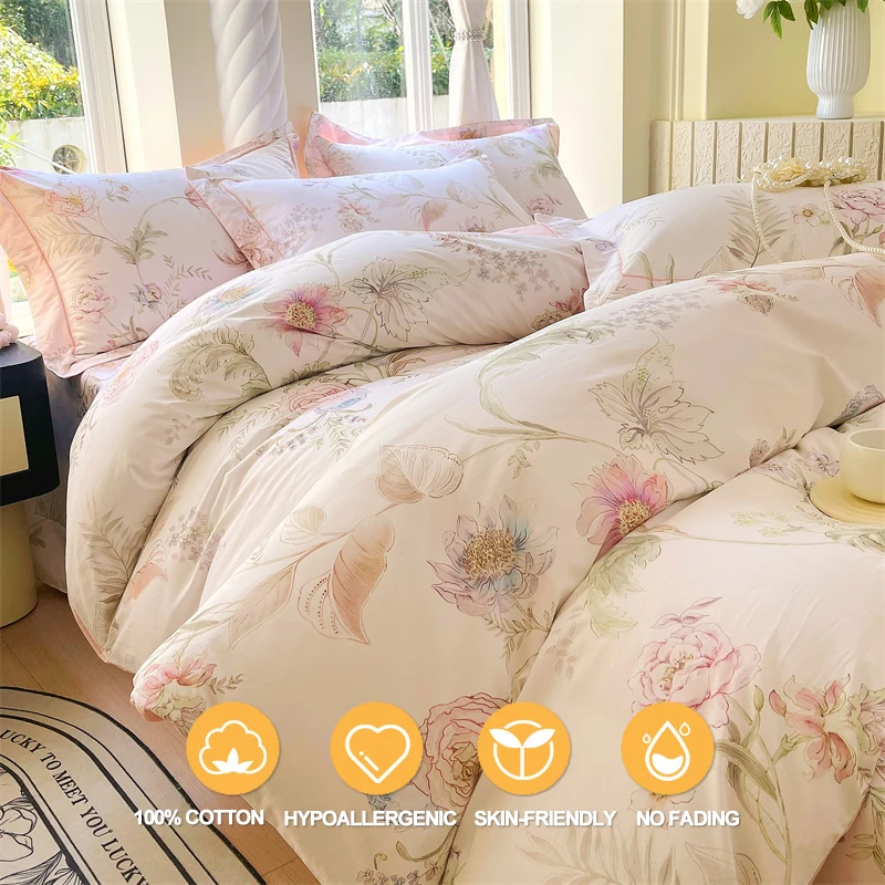 Luxury High-density 100% Cotton Bedding Set 3 Piece, Duvet Cover Set 1 Duvet Cover 2 Pillowcase,Single/Double/200x200/220x240
