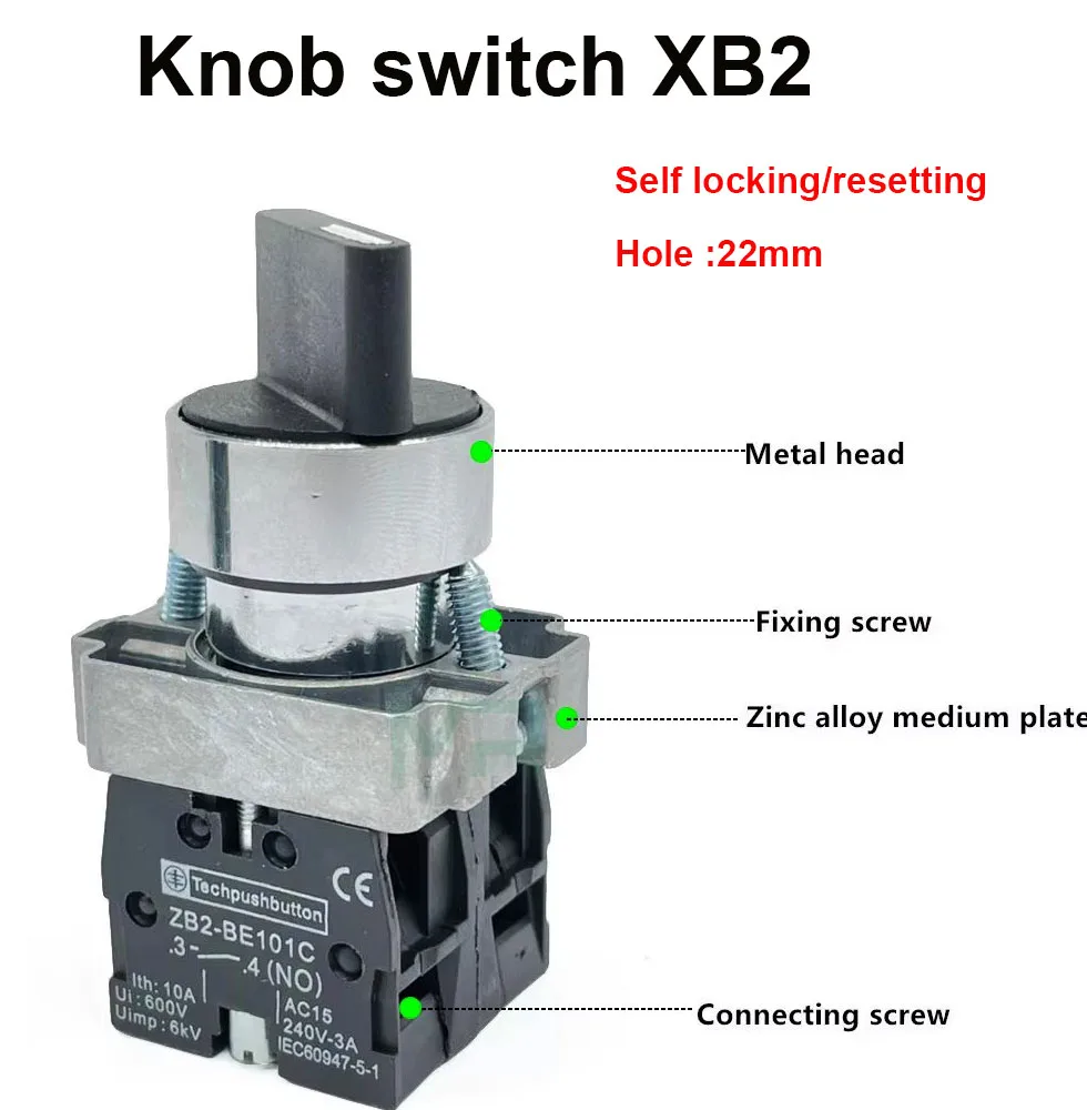 22mm XB2-BD21 BD23 BD25 BD33 BD45 BD53 1NO/2NO/1NO1NC 2/3 pozycję samozamykające/samodzielnego resetowania przełącznik pokrętło przełącznika
