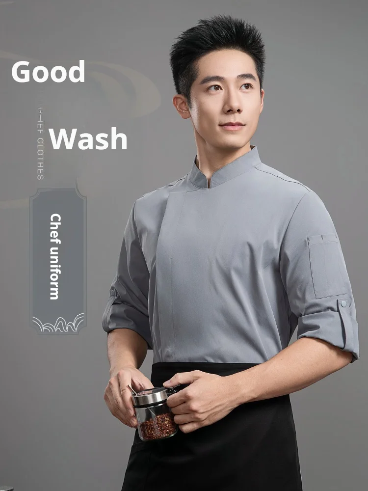 Uniforme de Chef de otoño con mangas ajustables para hombres, restaurante, Hotel, cantina, cocina, ropa de trabajo