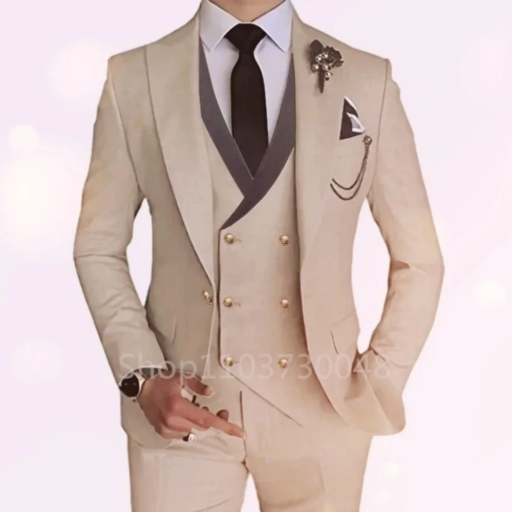 

3 Pieces Suit Business Peak Lapel Slim Fit Tuxedos Best Man Blazer For Wedding Party Prom(Blazer+Vest+Pants)