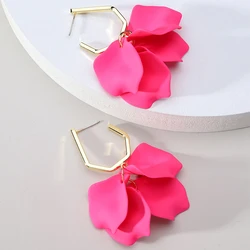 Korean Fashion Acrylic Rose Petals Flower Dangle Earrings For Women 2022 Trend Luxury Design Wedding Party Jewelry Accessories