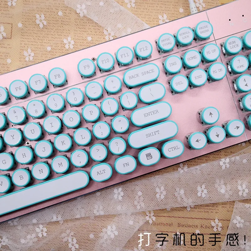 

Steam Retro Themed Keycaps Pink ABS Two-tone Injection Molding Wear Resistant Personality Round Key Mechanical Keyboard Keycaps