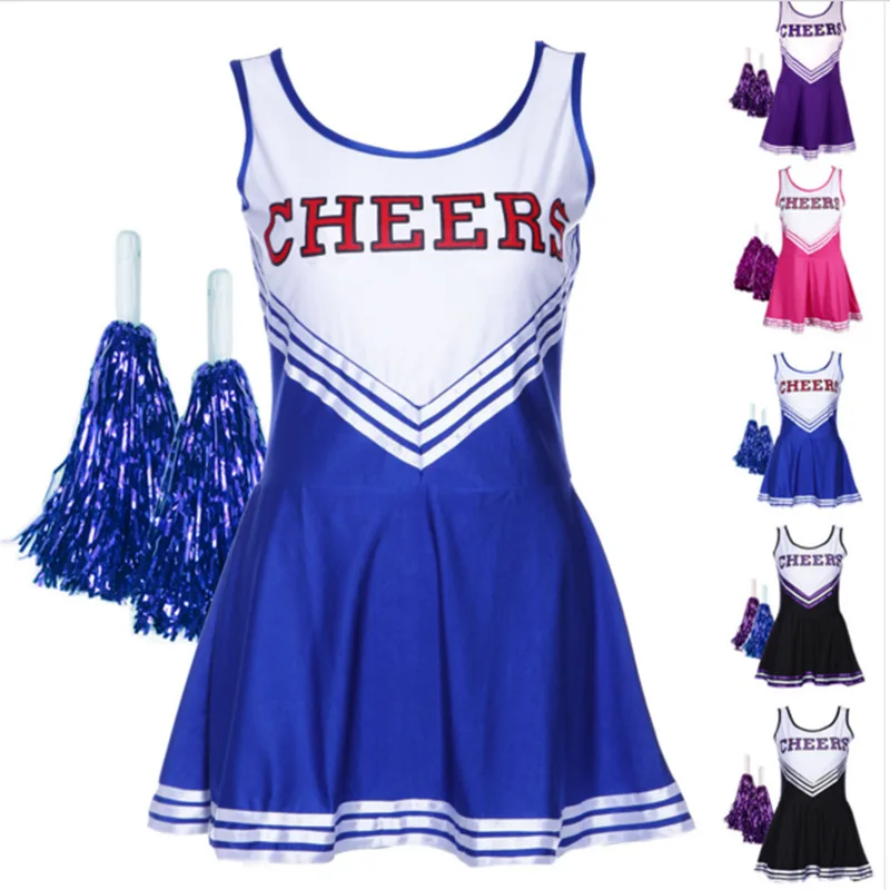 

Plus Size Cheerleader Costume School Girl - Themed Sports Uniform Pompom Cosplay Fancy Party Dress Carnival Halloween