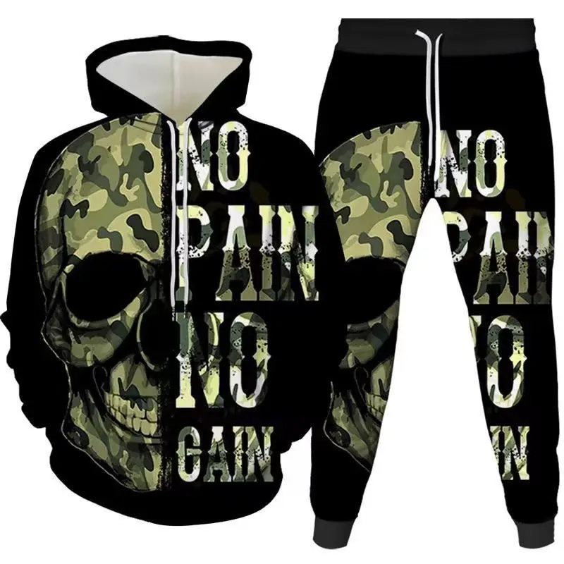 

Y2K осенне-зимний хит продаж, комплект спортивных штанов с капюшоном и 3D принтом, свободный, удобный и модный для мужчин 2025 г.