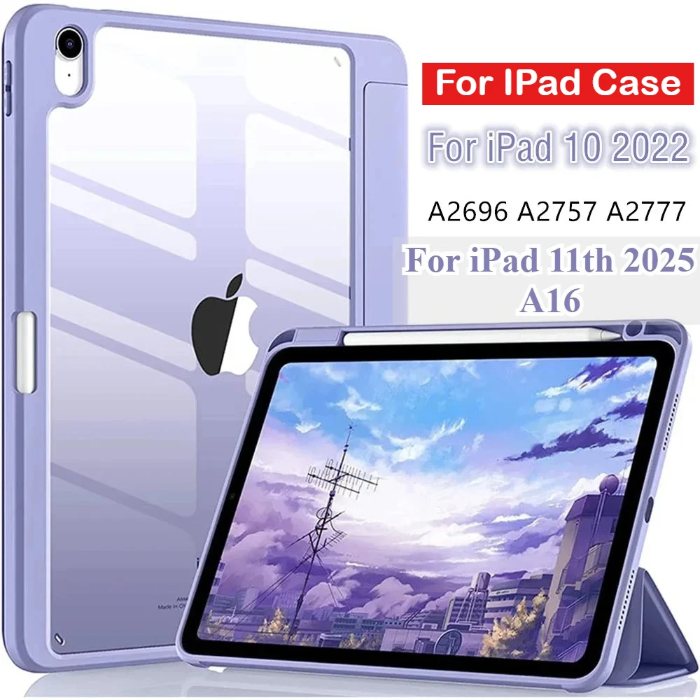 

Модный чехол с отделением для карандаша для IPad 2025 Pro M5 11 13 дюймов M4 11-го поколения Case Air 11 13 M3 M2 10th 10.9 A2696 A2757 A2777 Cover
