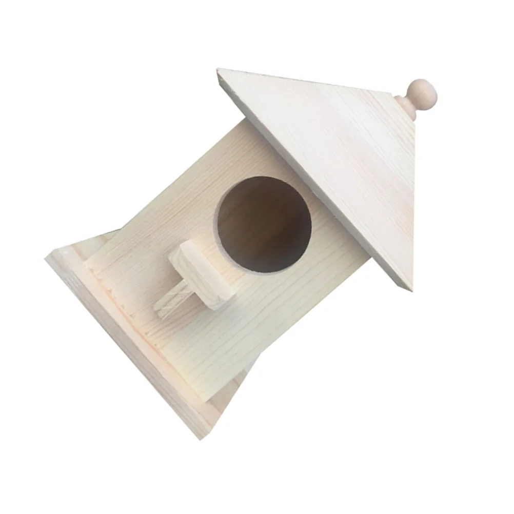 

1PC Hanging Bird House Feeding Tool Wooden House Shaped Bird Nest Feeder Bird Cage Wooden Bird House Wooden Bird Cage