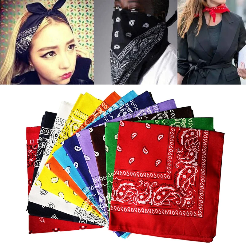 

Trendy Hip Hop Bandana Kerchief Unisex Printing Hair Band Neck Scarf Headwear Wrist Wraps Head Square Scarves Print Handkerchief