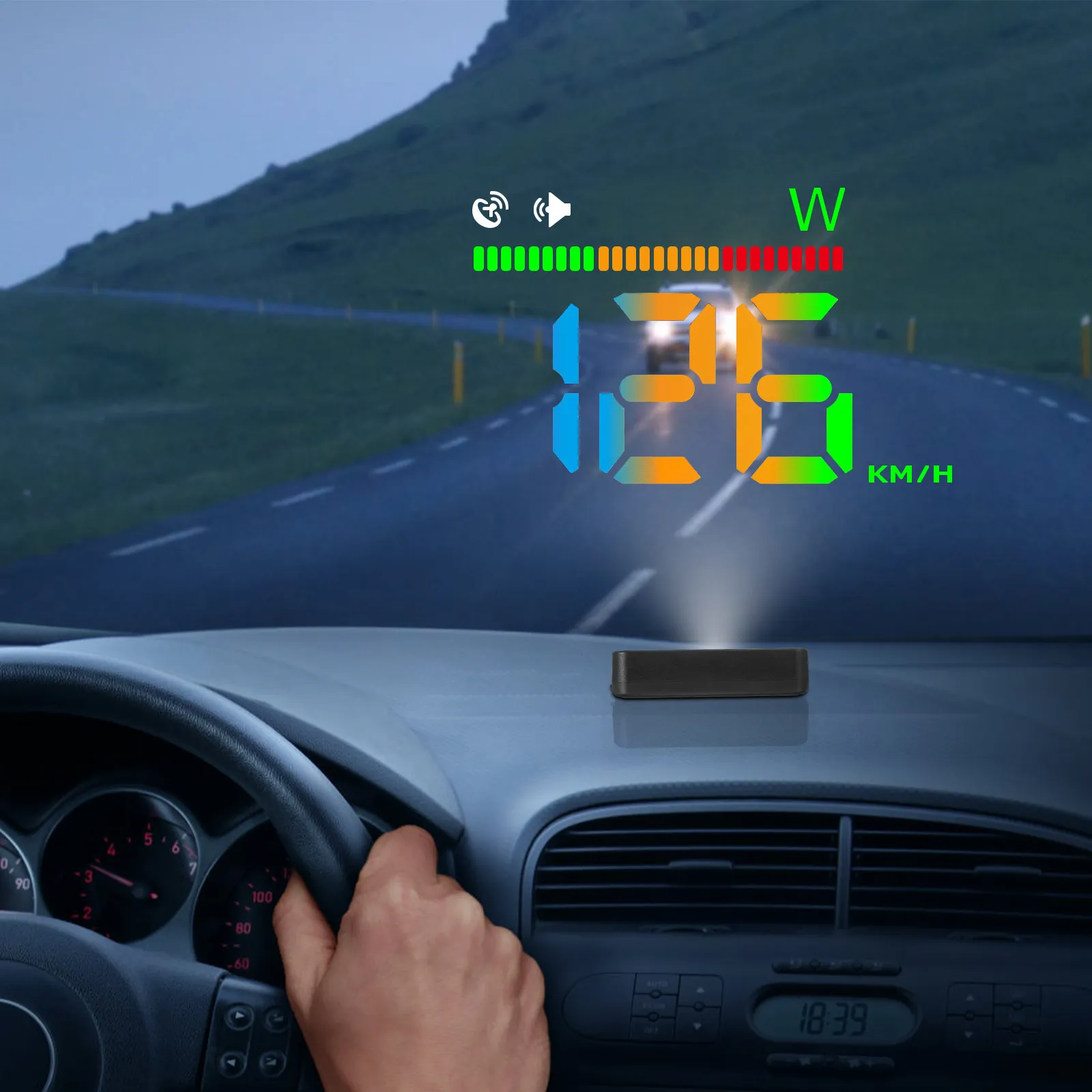 

Car Hud Display Multifunctional Auto Speedometer Dashboard Digital Speed Meter Car Compass Windshield Projection Universal