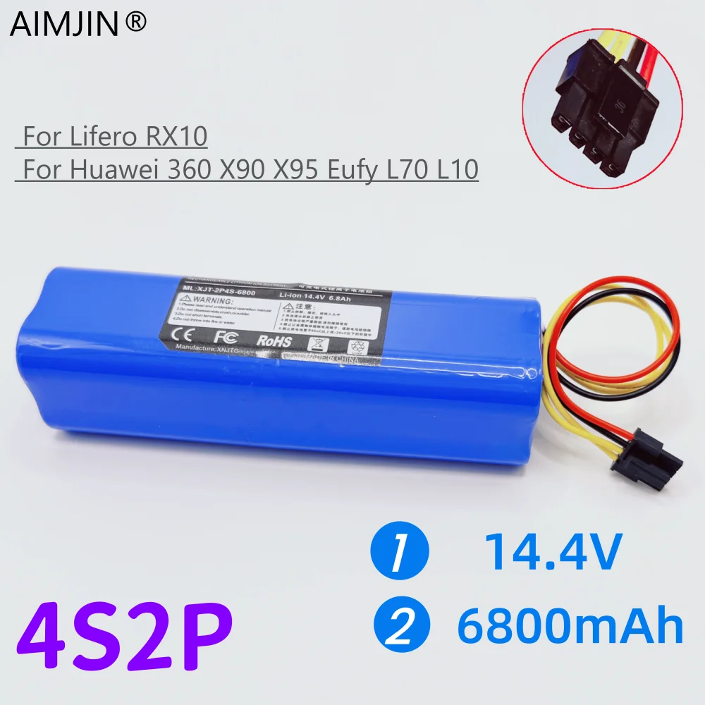 

AIMJIM 14.4V/14.8V 4S2P lithium battery，for Eufy Robovac L70 L10 Hybrid T2190 Qihoo 360 S9 X95 X90 Robot Vacuum Cleaner Battery