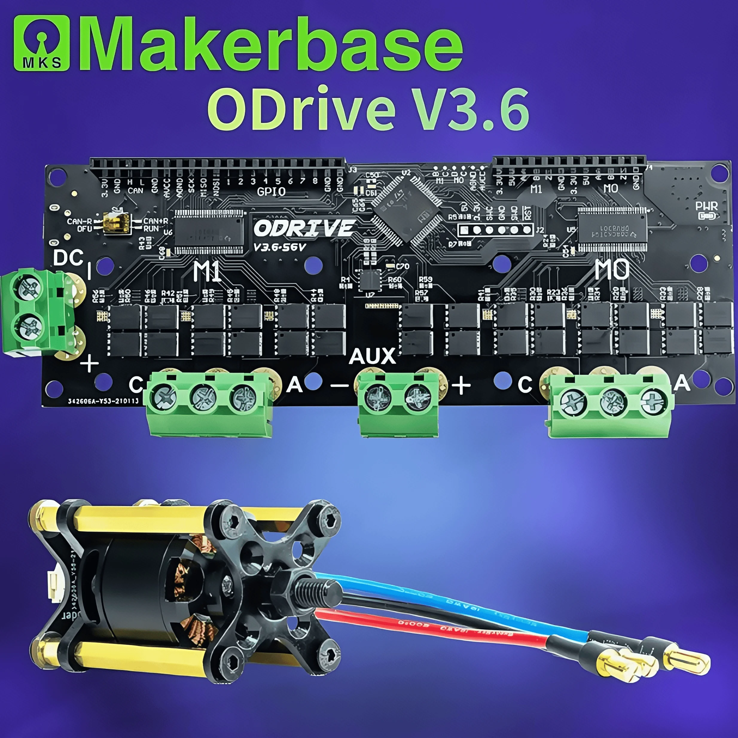 

Makerbase ODrive3.6 FOC BLDC Сервоконтроллер с двумя двигателями