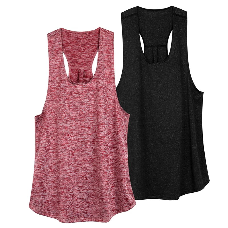 VEQKING 2pcs Quick Drying Sports Vest Women Fitness Tank Top Gym Training Yoga Shirt Racer Back Running Top U-neck Vest Yoga Top