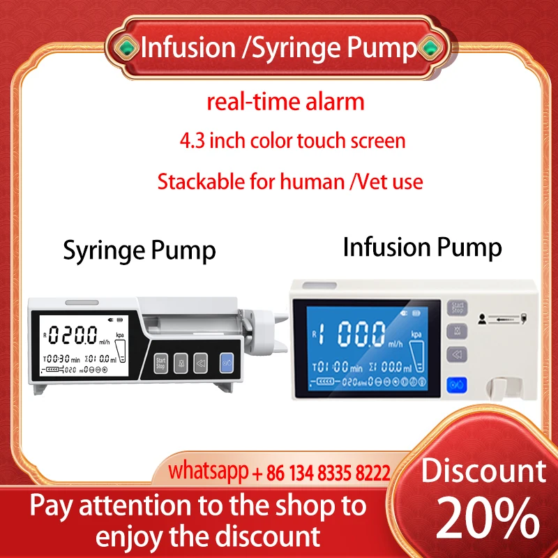 Stackable Type Human or Veterinary Use Syringe Pump Infusion pump LCD real-time Alarm Transfusion Heater