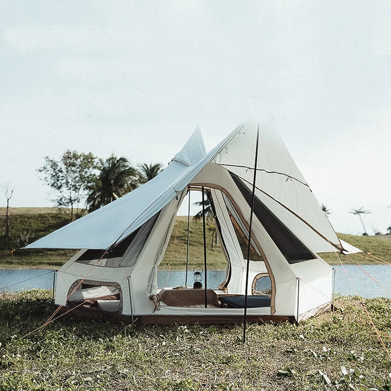 

Outdoor Sun protection Tent Pyramid Tent Indian Thickened Yurt Camping Gear Double Doors