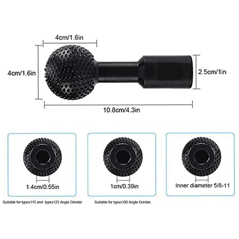 Sphere Rotary Burr For Wood Marking, Carving, Polishing, Engraving, Grinding Head For Type 115/125 Angle Grinder(5/8-11) Durable