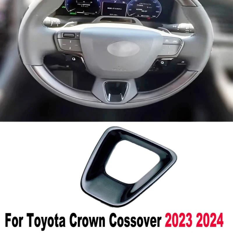 For Toyota Crown Cossover 2023 2024 ABS Black Style Steering Wheel Cover Trim Interior Mouldings Strip Decoration