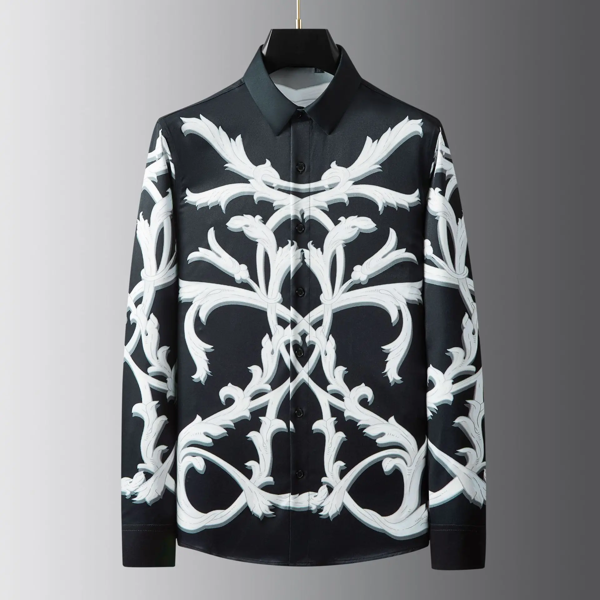 

Brand Palace Style Men's Shirt Luxury Long Sleeved Casual Business Shirt Slim Fit Social Banquet Party Shirt camisa masculina