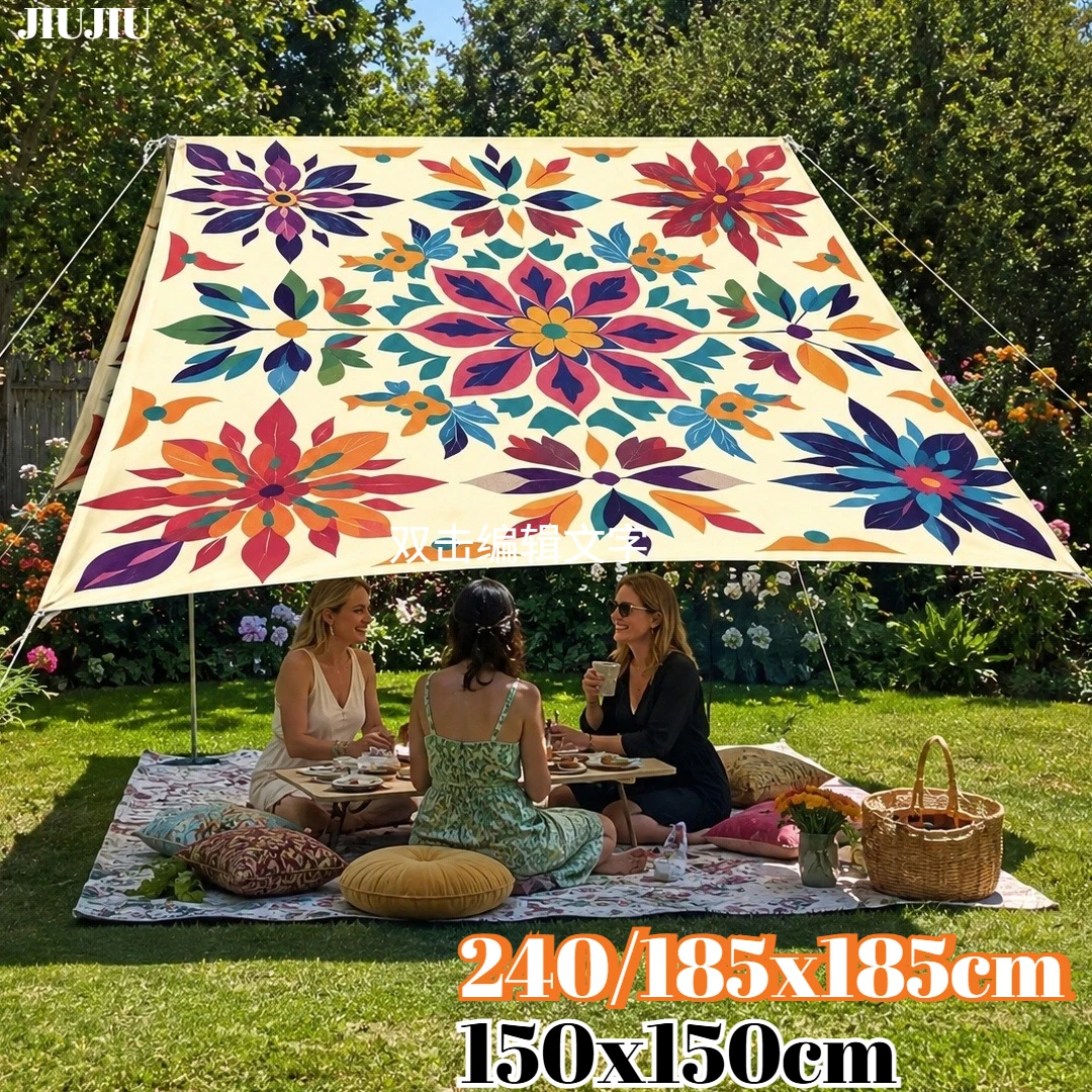 Voile d'ombrage à imprimé floral, résistante aux UV et imperméable, au style bohème, pour terrasse extérieure, piscine, pergola, couverture d'ombrage