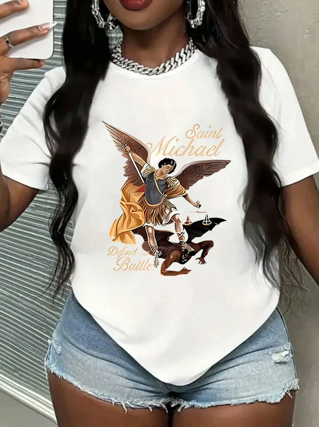 

Женская футболка Warrior Devil с круглым вырезом и короткими рукавами, модная рубашка с короткими рукавами и принтом, эластичная футболка