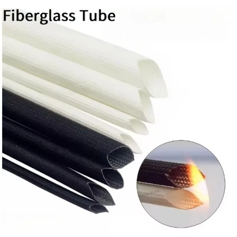 2/5/10M ID 1mm-35mm Braided Fiberglass Sleeve 600 Deg.C High Temperature Chemical Glass Fiber Tube Fiberglass Sleeving