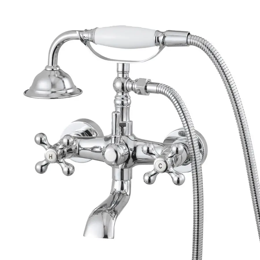 

Clawfoot Tub Faucet, Wall Mount Bathtub Faucets with Handheld Shower, Vintage Polished Chrome Clawfoot Tub Filler Faucet Shower
