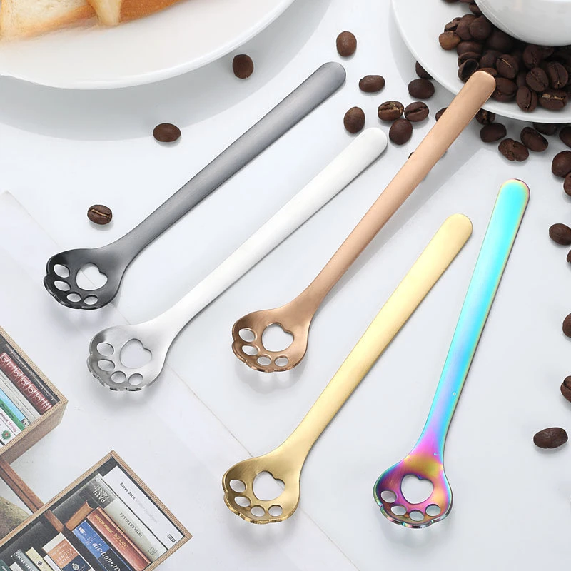 304 Stainless Steel High Appearance Level Cat Claw Ice Cream Small Spoon Cartoon Cat Dessert Spoon Cute Japanese Style Tableware