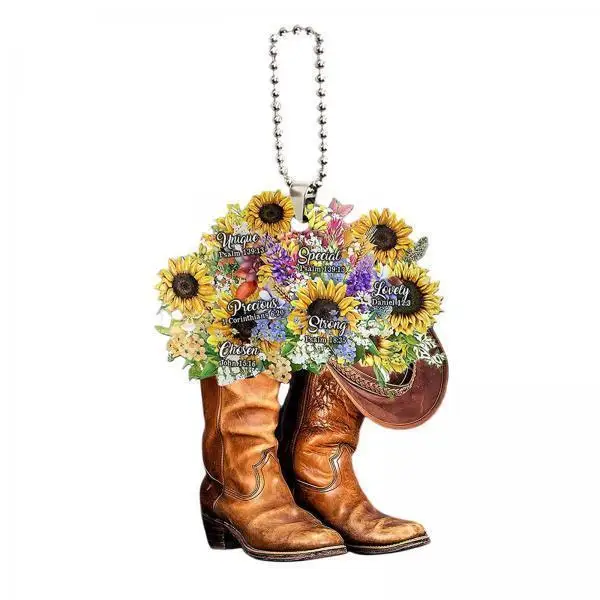 

Креативный акриловый брелок-подвеска для автомобиля в виде ковбойской шляпы и сапог, украшение для зеркала заднего вида, для внедорожников, грузовиков, минивэнов, декор салона