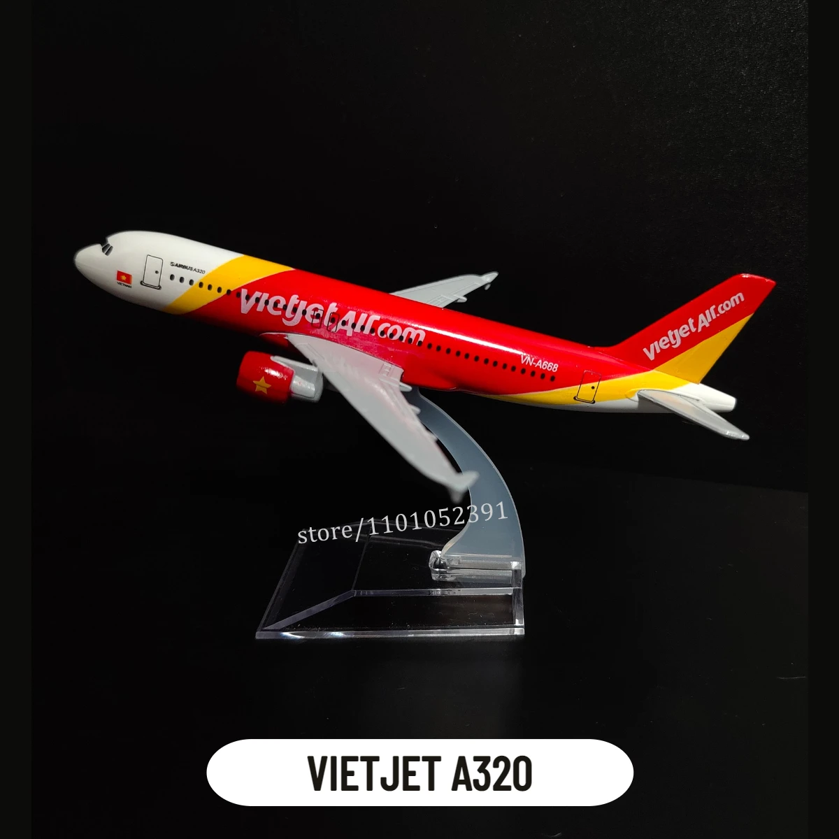 Scale 1:400 Metal Aircraft Replica 15cm Vietjet A320 Airline Boeing Airbus Airplane Model Miniature Gift for Boys