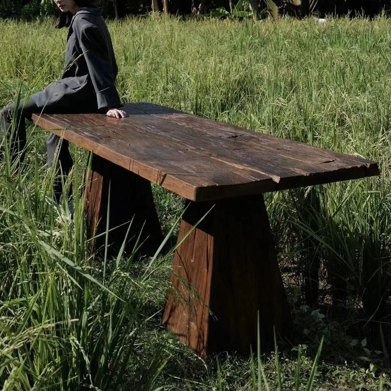Legs long table solid wood dining table original designer household ancient wood weathered pattern, desk office