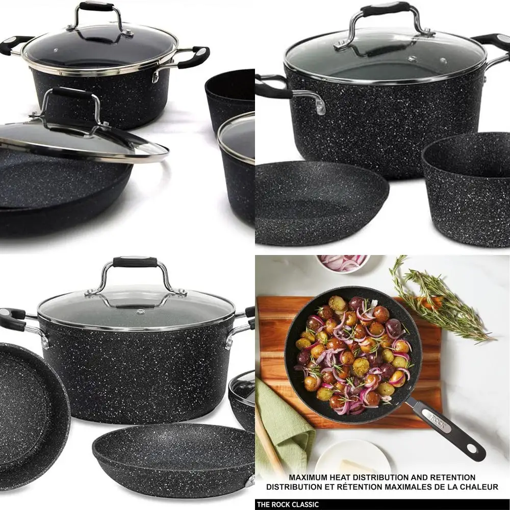 

Durable 8-Piece Non-Stick Cookware Set - Forged Aluminum, Oven-Safe, PFOA-Free, Easy Clean, Black