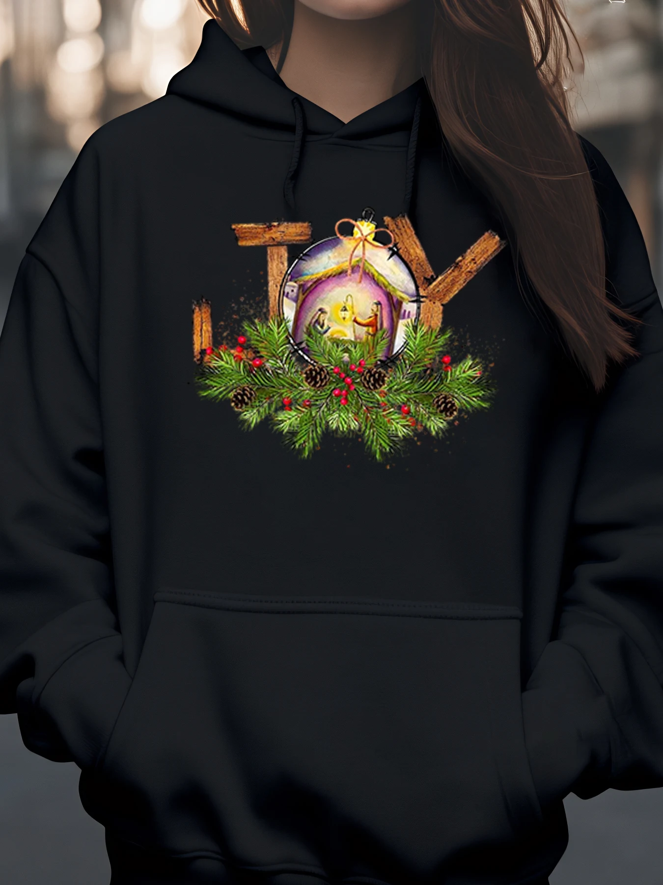 

Рождественский орнамент, праздничная толстовка с принтом, зимняя праздничная одежда, женская повседневная одежда