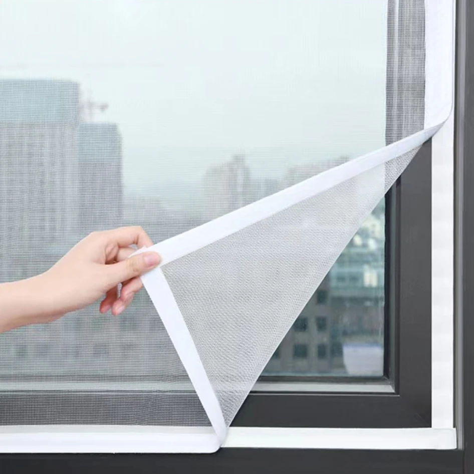 White, Customized Size, Window Mesh with Zipper Self-Adhesive Zipper, Mosquito Nets for Windows Anti-Mosquito Window Door Curtai