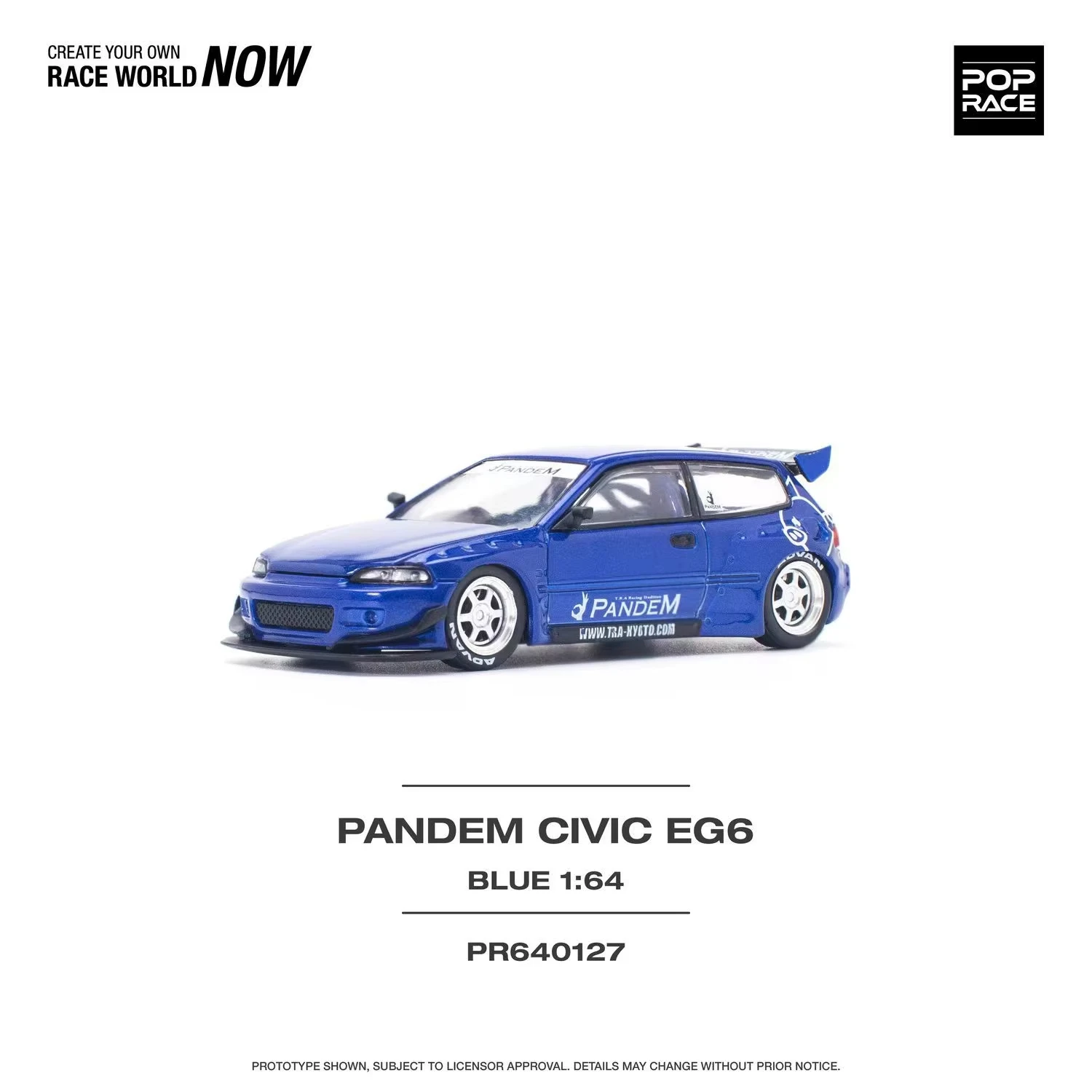 POP RACE 1:64 Pandem Civic EG6 Edizione speciale Diecast Diorama Modello di auto giocattolo