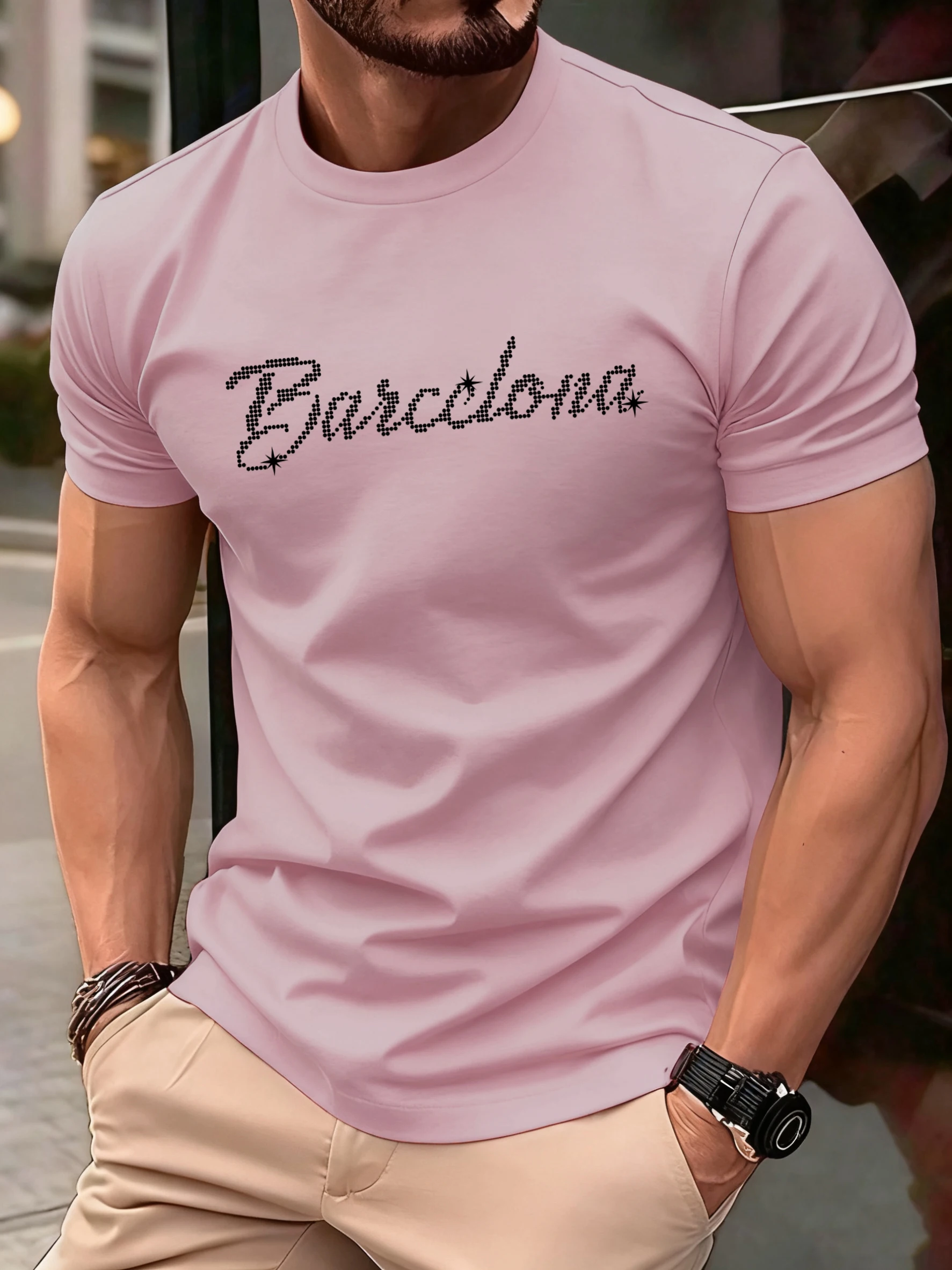 Buchstaben bestehend aus Diamantmustern drucken Männer T-Shirt Sommer Baumwolle T-Shirts Mode lose Sportbekleidung lässige Unisex-Kleidung