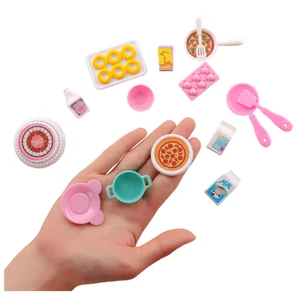 Dolhousse Mini Küche Dishon nach Kindern, Abendessen, Essen, Gabel, Messer, Teller, Pizza, Suppe, schön, Kinderspielzeug, Accessoires Dolls, 43 Stcs 8 Hauptverkaufszubehör Barbie Doll - №1